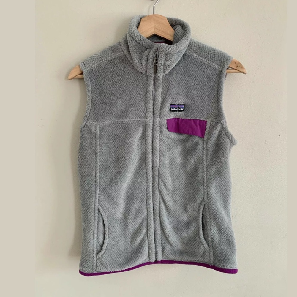 Patagonia Retool Fleece Vest Gray Purple Size M